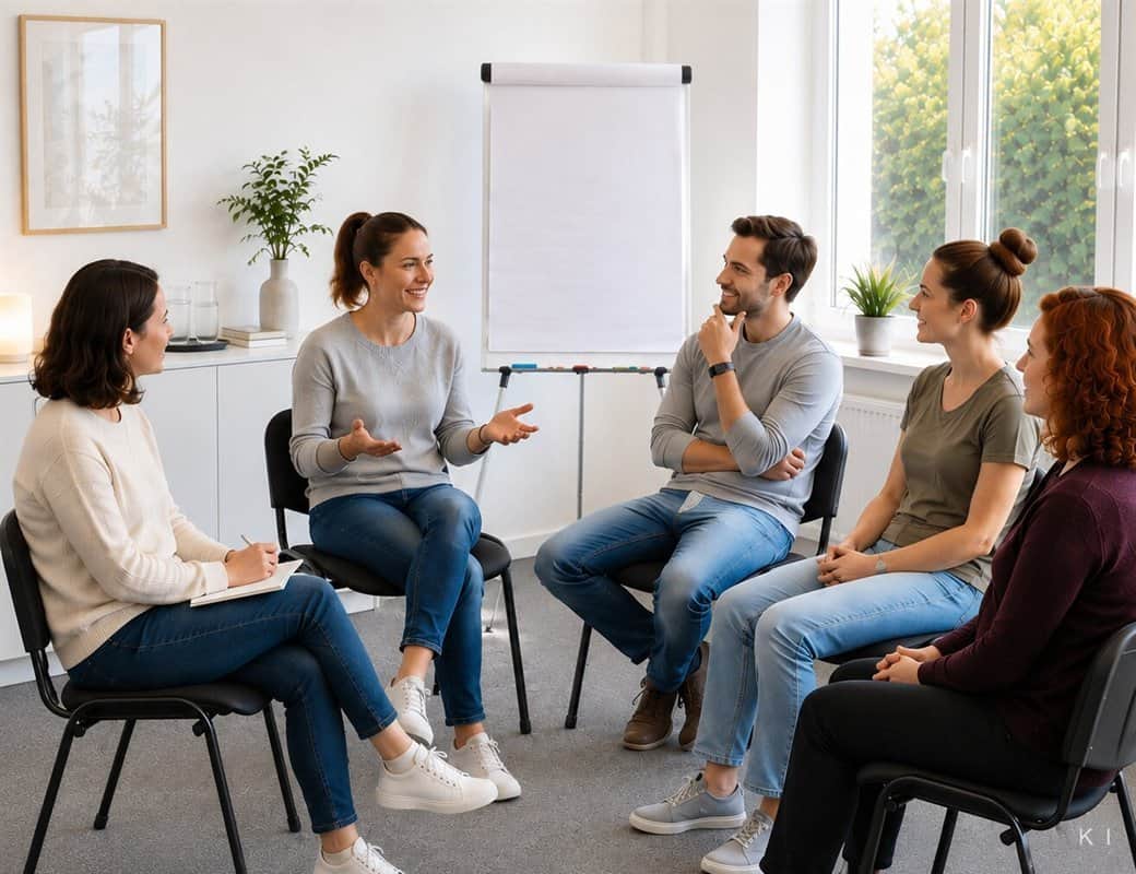 Gruppenkurs bei INFAR: Teilnehmende im Sitzkreis während der Nachschulung
